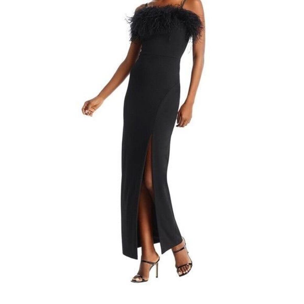 Aqua black feather dress
